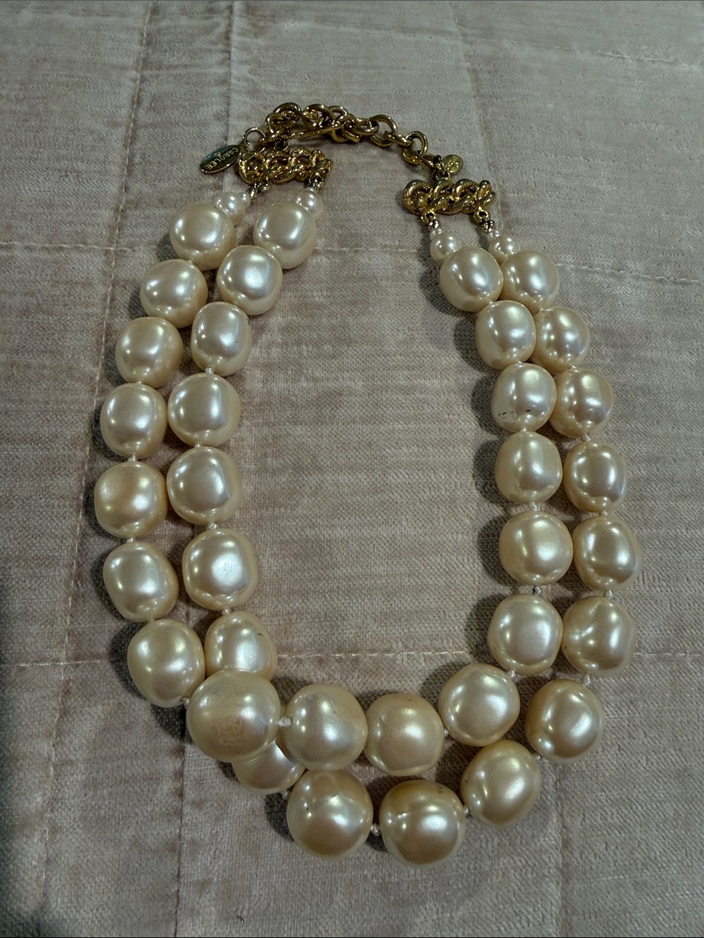 Carolee double strand pearl necklace with goldtone adjustable clasp